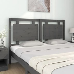 Testiera per letto grigia 155,5x4x100 cm legno massello di pino