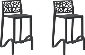 Sgabello bar alto H. seduta 65 cm con schienale TETI Nero set 2 pezzi