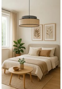 Lampadario a sospensione con filo BOHO 1xE27/60W/230V diametro 40 cm nero/rattan