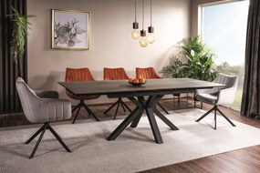 Set tavolo allungabile Columbus Ceramic marrone/nero opaco - L160-240 cm + 3 sedie Azalia in velluto cinnamon Blu4215 + 3 sedie Azalia in velluto grig