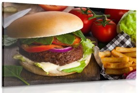 Quadro su tela – Hamburger con patatine