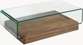 Tavolino da salotto con piano in vetro e contenitore Nemo
