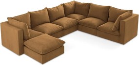 Divano angolare color terracotta (con penisola a destra/a U) Manao – Makamii