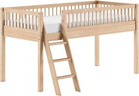Letto da bambini rialzato di colore naturale in faggio massiccio con rete inclusa 90x200 cm Forrest – Vipack