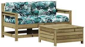 Set divani da giardino 3pz con cuscini legno impregnato di pino