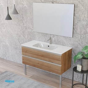 Mobile Bagno Da Terra "Unit Two" Da 100 Cm Composto Da Due Cassetti Finitura Rovere Farnia