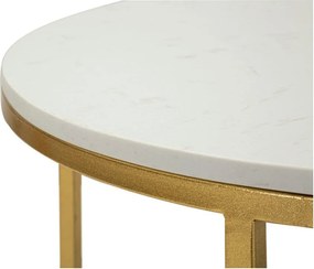 Tavolino da salotto bianco/dorato con piano in marmo 60x90 cm Izmir – Mauro Ferretti