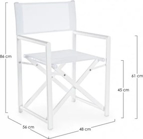 Set 2 Sedie Regista da Giardino 48x56x86h cm Taylor Bianco...