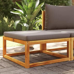 Poggiapiedi Giardino Con Cuscino 65x65x29 Legno Massello Acacia /