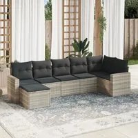 Set Divani da Giardino 7pz con Cuscini Grigio Chiaro Polyrattan 3251619