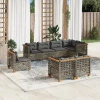 Set Divano da Giardino 8 pz con Cuscini Grigio in Polyrattan 3261903