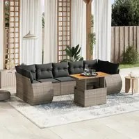 Set Divano da Giardino 8 pz con Cuscini Grigio in Polyrattan 3272110