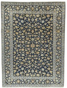 Kashan Tappeto 390x300 Blu (Iran) Annodato A Mano