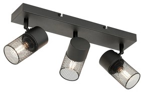 Faretto da soffitto industriale nero 3 luci orientabile - Jim