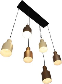 Lampada a sospensione bronzo con taupe e beige 6 luci - Ans