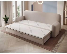 Divano beige allungabile/con contenitore e rivestimento in velluto 236 cm Elioss – ELTAP