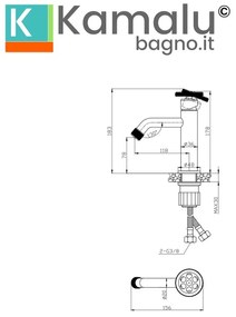 Kamalu - Miscelatore lavabo con rotella monocomando | INNER-CROMO