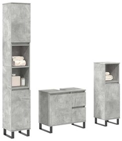 Set Mobili Da Bagno 3 Pz Grigio Cemento İn Legno Multistrato /