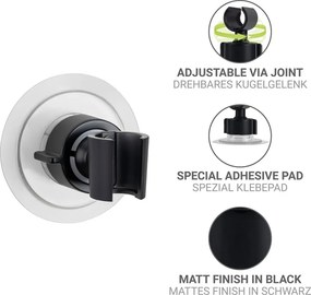 Supporto per soffione doccia senza foratura nero opaco in plastica Libertà – Wenko