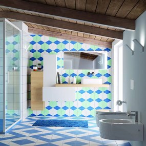 Coppia sanitari scarico a parete flo50 bianco lucido WC: P 55 x L 38 x H 56 cm, bidet: P 60 x L 38.5 x H 24 cm