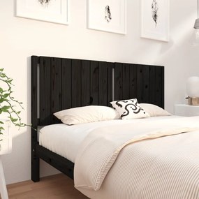 Testiera Per Letto Nera 165,5x4x100cm İn Legno Massello Di Pino /