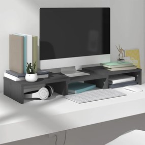 Supporto per monitor grigio 60x24x10,5cm legno massello di pino