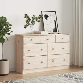Cassettiera Alta 112x35x73 Cm İn Legno Massello Di Pino /