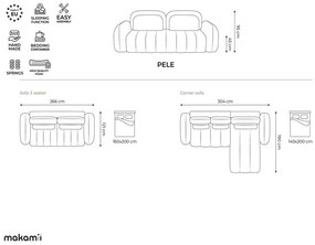 Divano beige allungabile/con contenitore con rivestimento in bouclé 266 cm Pele – Makamii