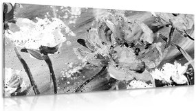 Stampa su tela – Dipinto di fiori in bianco e nero