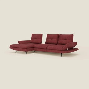 Ardex Divano con penisola - schienali traslanti e braccioli regolabili in elegante tessuto impermeabile T06 rosso