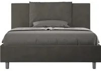 Letto imbottito Matrimoniale francese 140x210 cm Antea - Contenitore,Microfibra,Grigio