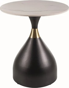 Tavolino da caffè Virgo effetto marmo bianco/nero/oro - p50 x h57 cm