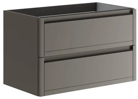 Mobile da bagno sospeso sotto lavabo L 79.5 x H 50 x P 45.5 cm grigio opaco, 2 cassetti TRATTO