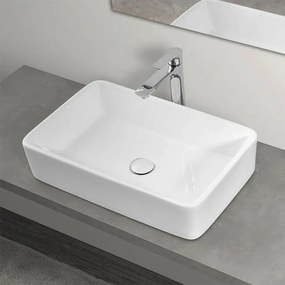 Lavabo da appoggio rettangolare in ceramica 48x38 cm bianco lucido