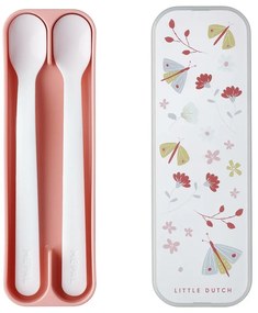 Posate di plastica per bambini in bianco e rosa chiaro 2 pz. Flowers &amp; butterflies - Mepal