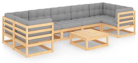 Set divani da giardino 8 pz con cuscini legno massello di pino