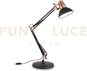Wally lampada da scrivania 1 luce attacco e27 nero rame diffusore o...
