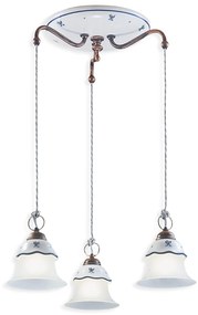 Lampadario Tondo Classico Ferrara Metallo Ceramica Nero Sfumato Rame 3 Luci E14