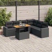 Set Divani da Giardino con Cuscini 7pz Nero Polyrattan 3327044