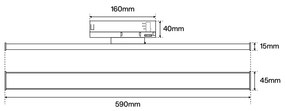 Lampada LED Lineare 34W per binario Trifase 60cm 90° nero PHILIPS certadrive CCT Colore Bianco Variabile CCT