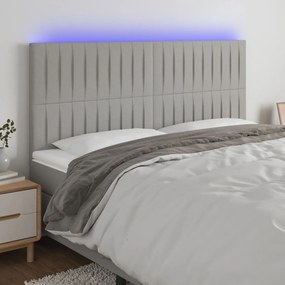 Testiera A Led Grigio Chiaro 200x5x118/128 Cm İn Tessuto /