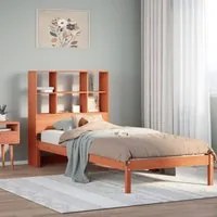 Letto Libreria senza Materasso Marrone Cera 90x190 cm in Pino 3321598