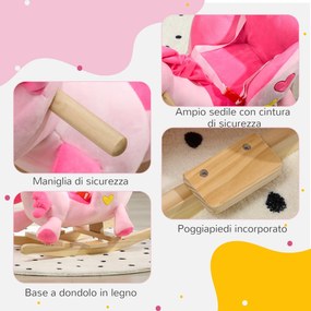 Unicorno a Dondolo Cavalcabile Peluche con 32 Canzoni 65x35x45 cm con Cintura di Sicurezza Rosa...