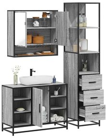 Set Mobili Da Bagno 3 Pz Grigio Sonoma İn Legno Multistrato /