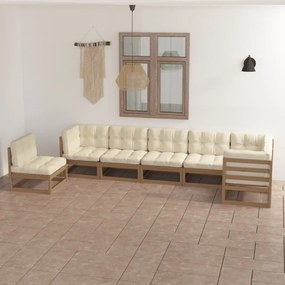 Set divani da giardino 7 pz con cuscini legno massello di pino