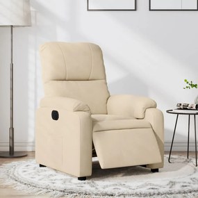 Poltrona Reclinabile Elettrica Crema İn Tessuto Di Microfibra /
