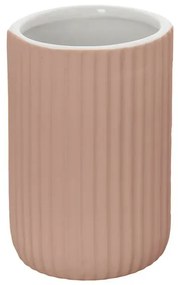 Portaspazzolini bagno dappoggio rosa in ceramica soft touch Spring