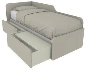 1064C - Letto singolo 80x190 con spalliera sagomata e cassettoni indipendenti