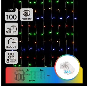 Aigostar - Catena LED natalizia da esterno 100xLED/8 funzioni 3xAA 4x1m IP44 multicolore