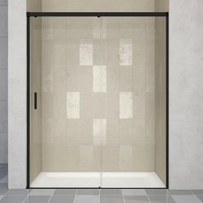 Porta doccia scorrevole Jazz L 120 x H 200cm, Sp. 6 mm in vetro vetro senza finitura / trasparente profilo nero